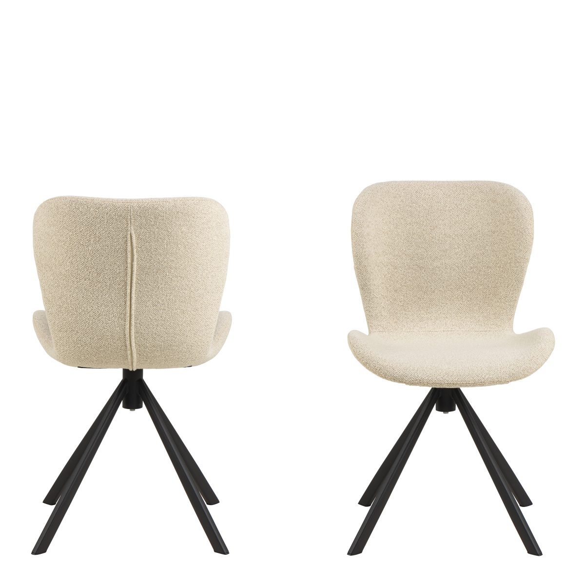 Ridley Set of 2 Swivel Dining Chairs, Cream