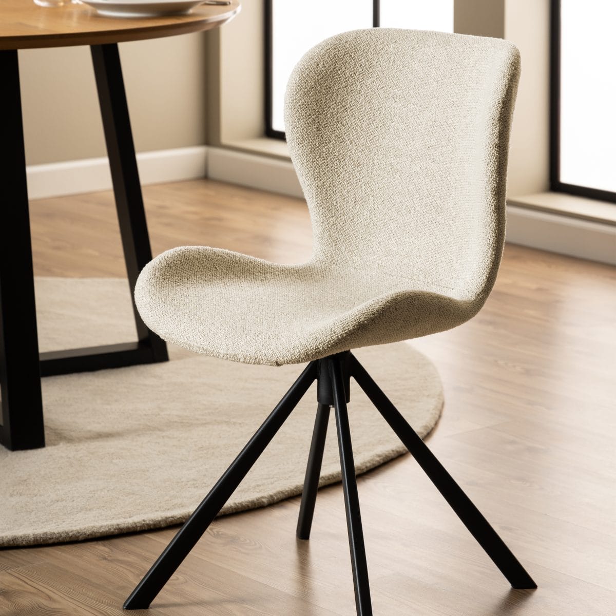 Ridley Set of 2 Swivel Dining Chairs, Cream