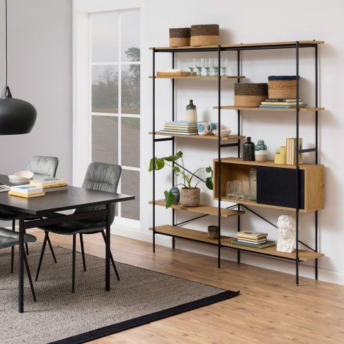 Llanrhos Bookcase, Oak & Black