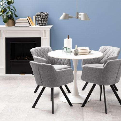 Liberta Ceramic Round Dining Table, White
