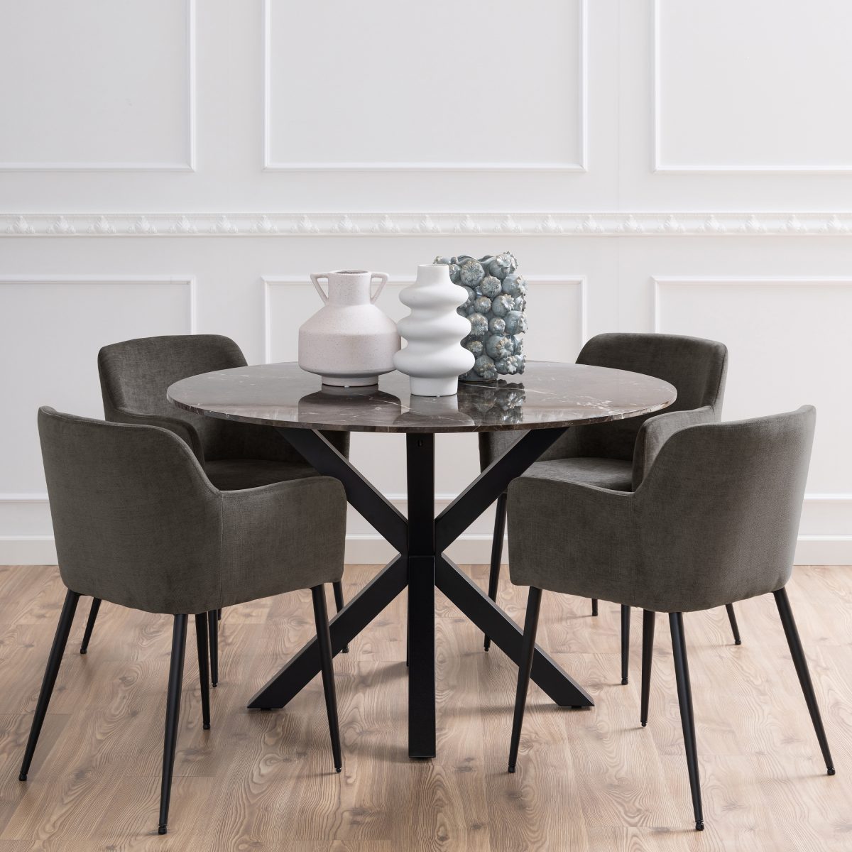 Caernarfon Dining Table with Brown Polished Marble Top