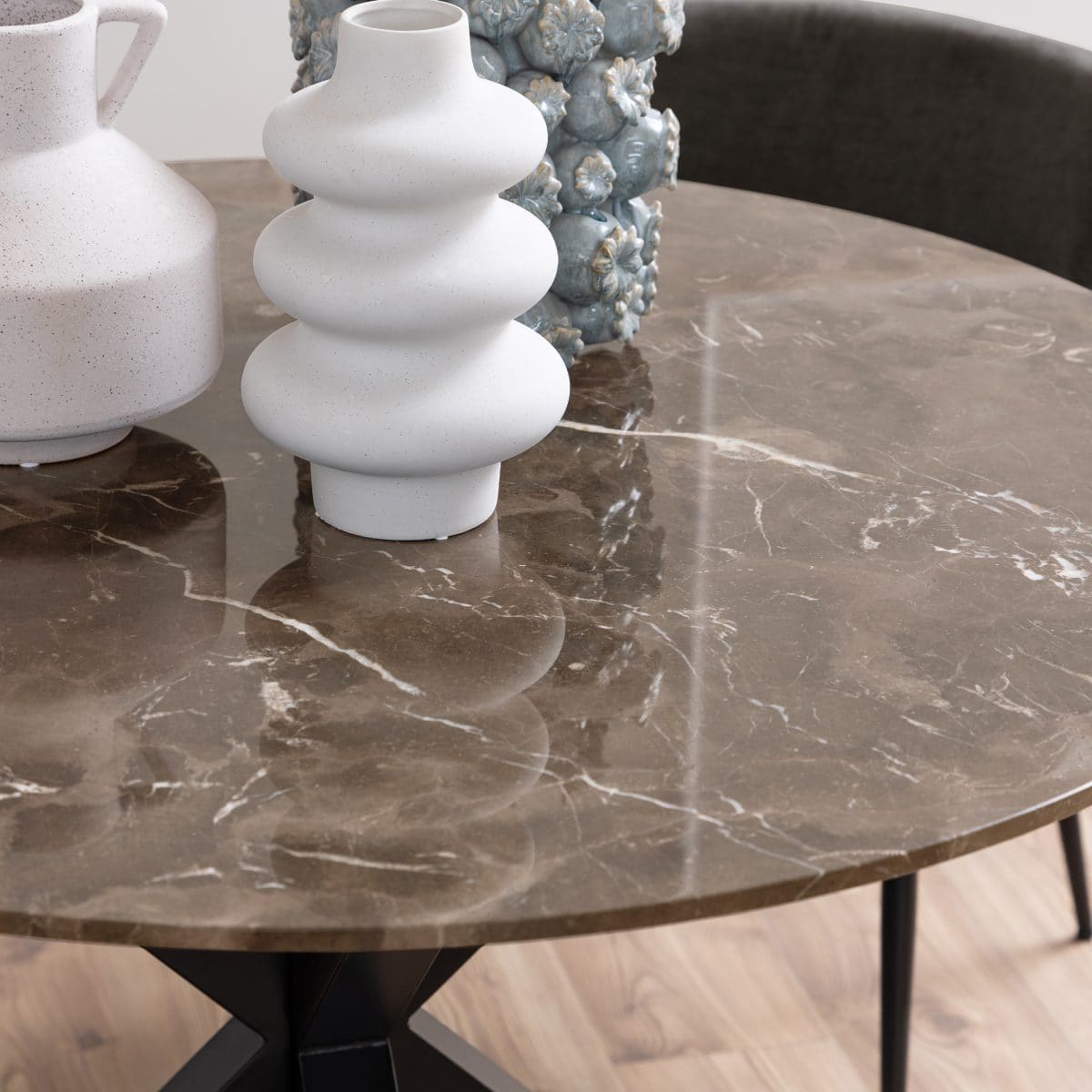 Caernarfon Dining Table with Brown Polished Marble Top