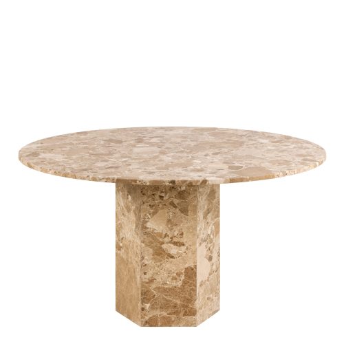Furnas Round Dining Table, Brown Marble