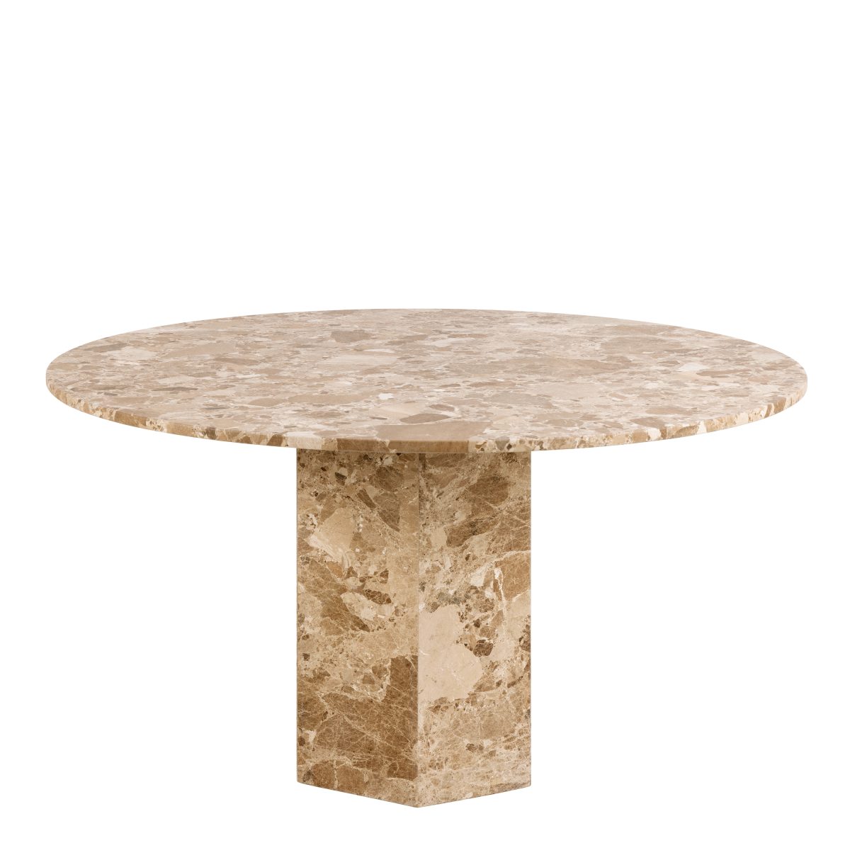 Furnas Round Dining Table, Brown Marble