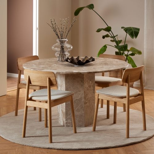 Furnas Round Dining Table, Brown Marble