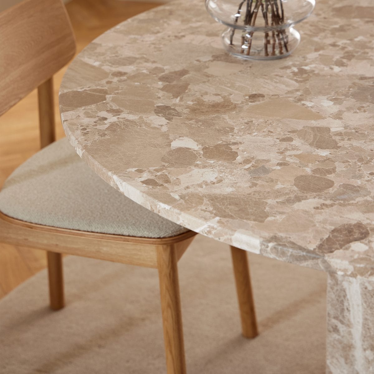 Furnas Round Dining Table, Brown Marble