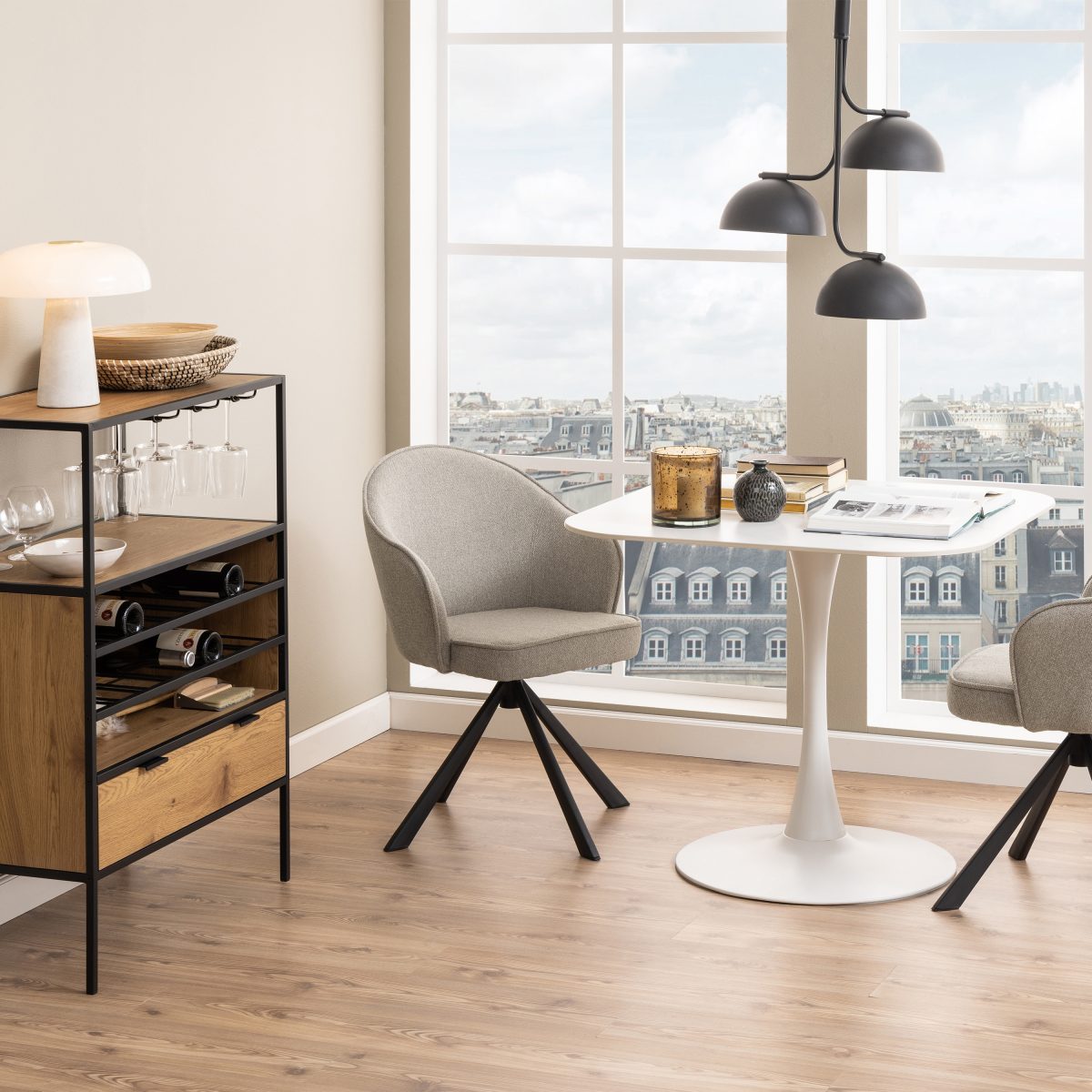Liberta Ceramic Square Dining Table, White