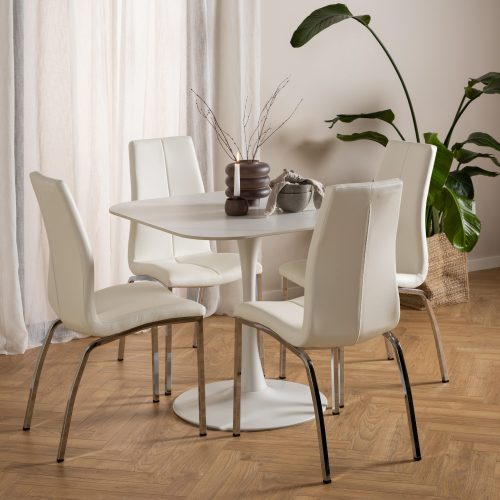 Liberta Ceramic Square Dining Table, White