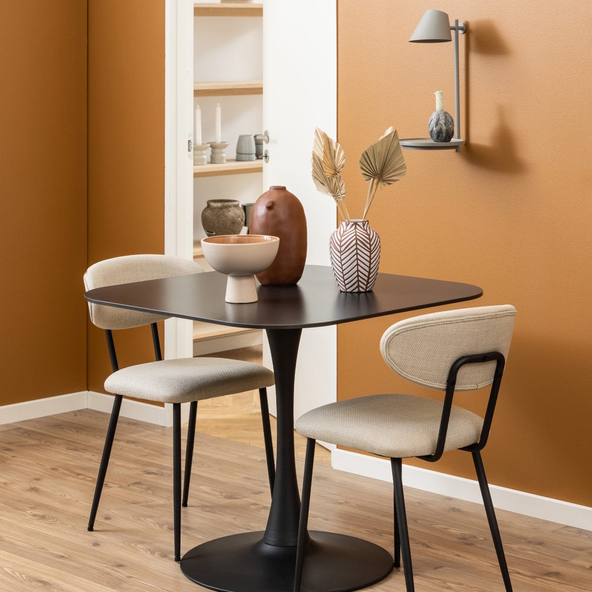 Liberta Ceramic Square Dining Table, Black