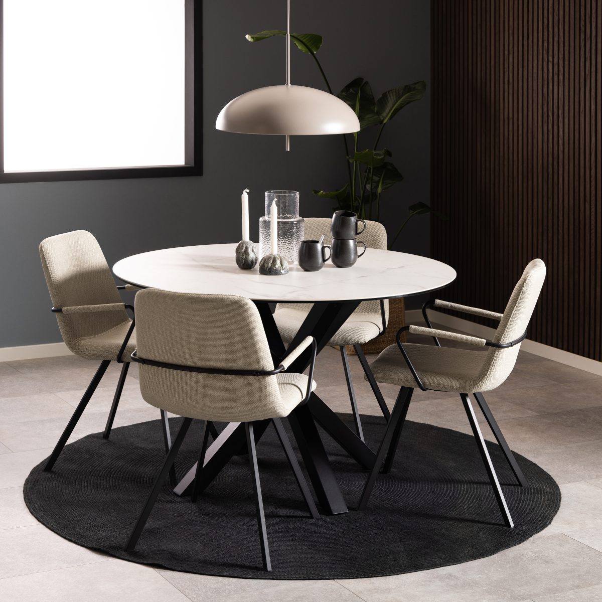 Caernarfon Ceramic Dining Table, White