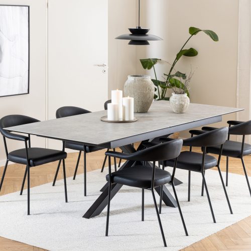 Caernarfon Extending Ceramic Dining Table, Grey 200cm - 240cm