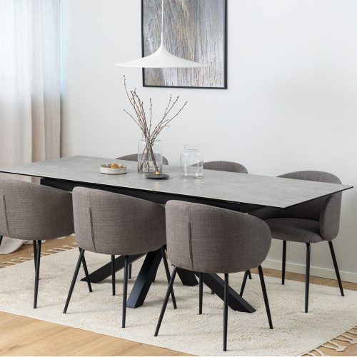 Caernarfon Extending Ceramic Dining Table, Grey 168cm - 210cm