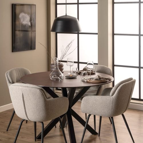 Caernarfon Ceramic Dining Table, Brown Rust Effect
