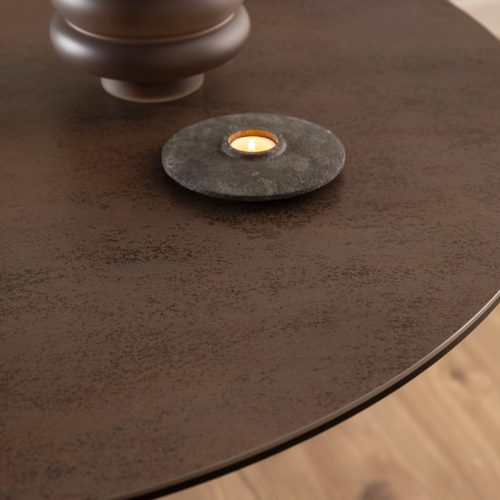Caernarfon Ceramic Dining Table, Brown Rust Effect