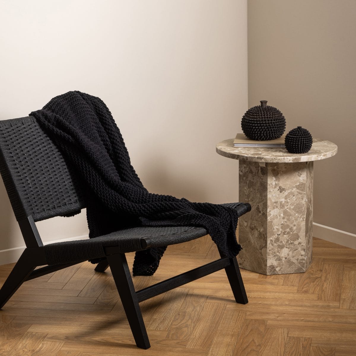 Furnas Marble Side Table, Brown