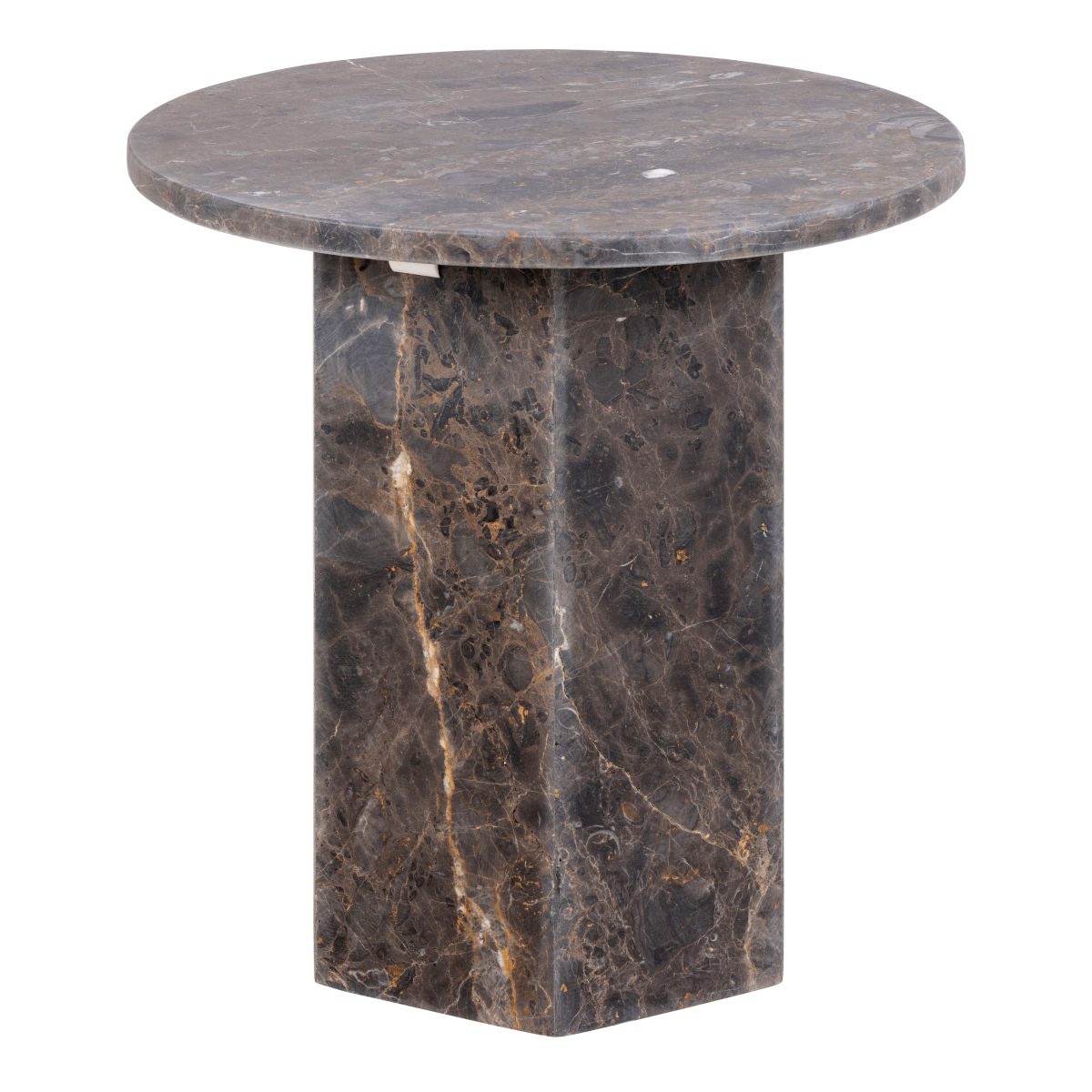 Furnas Marble Round Side Table, Marron