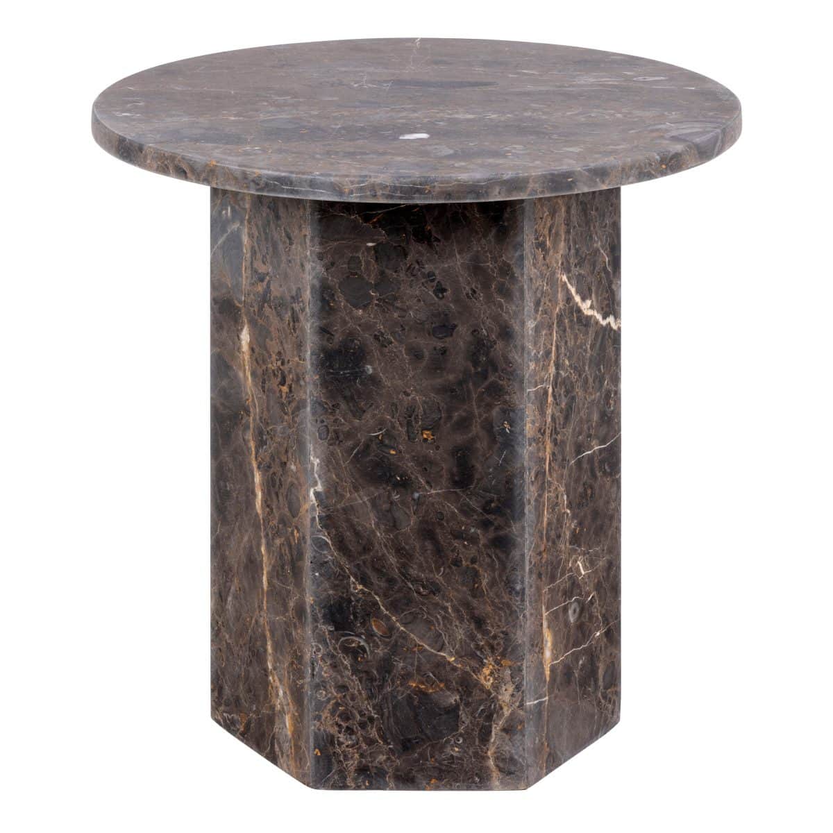 Furnas Marble Round Side Table, Marron