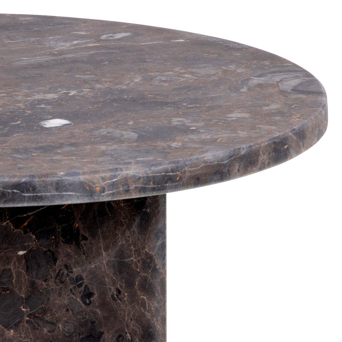 Furnas Marble Round Side Table, Marron