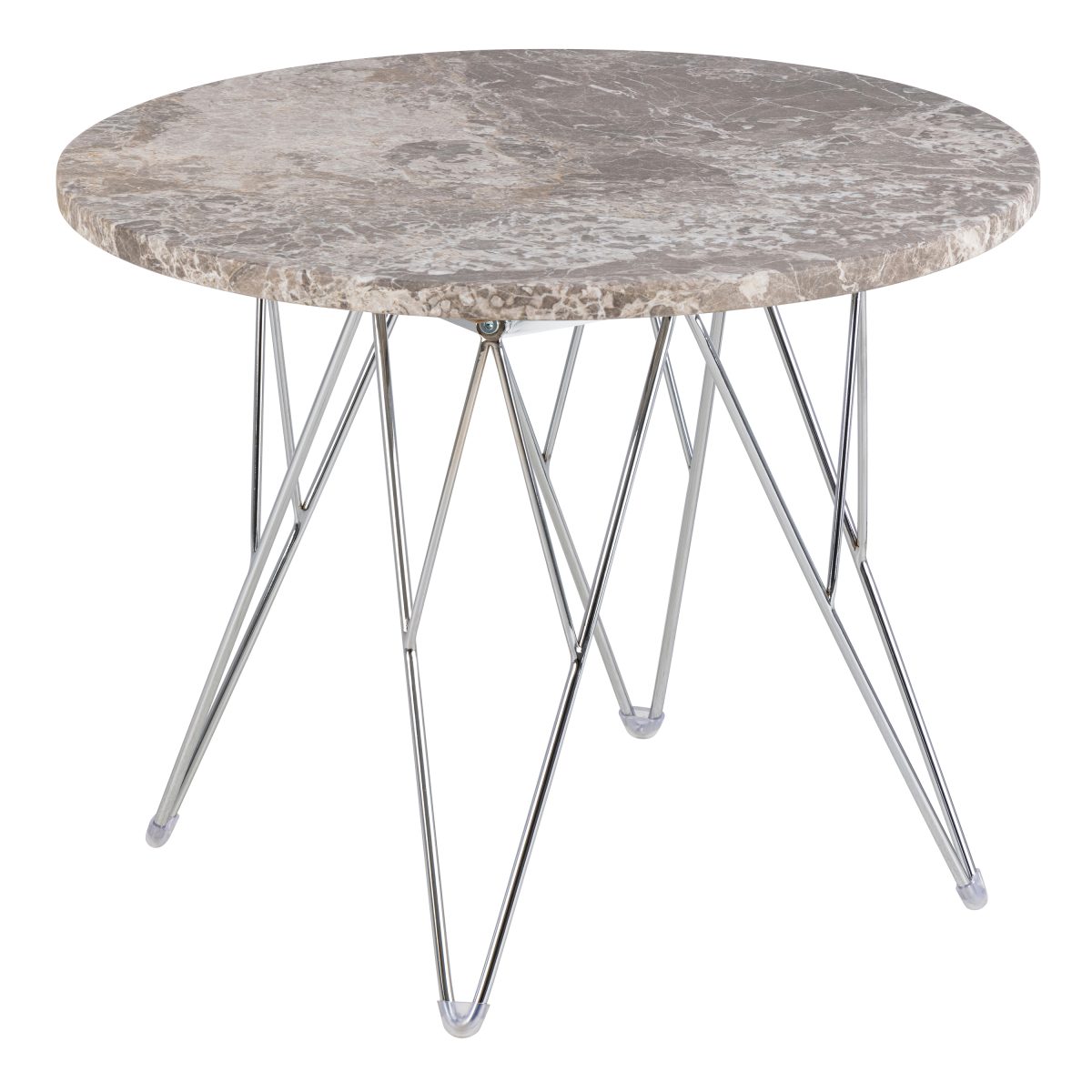 Calmar Marble Round Side Table, Grey-Brown
