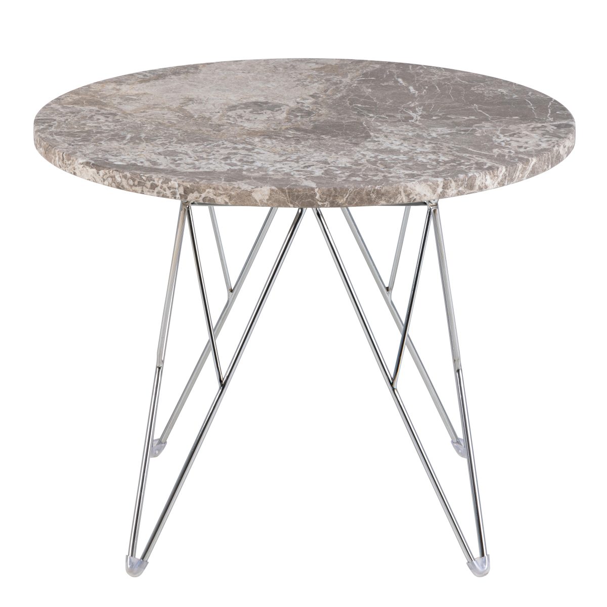 Calmar Marble Round Side Table, Grey-Brown