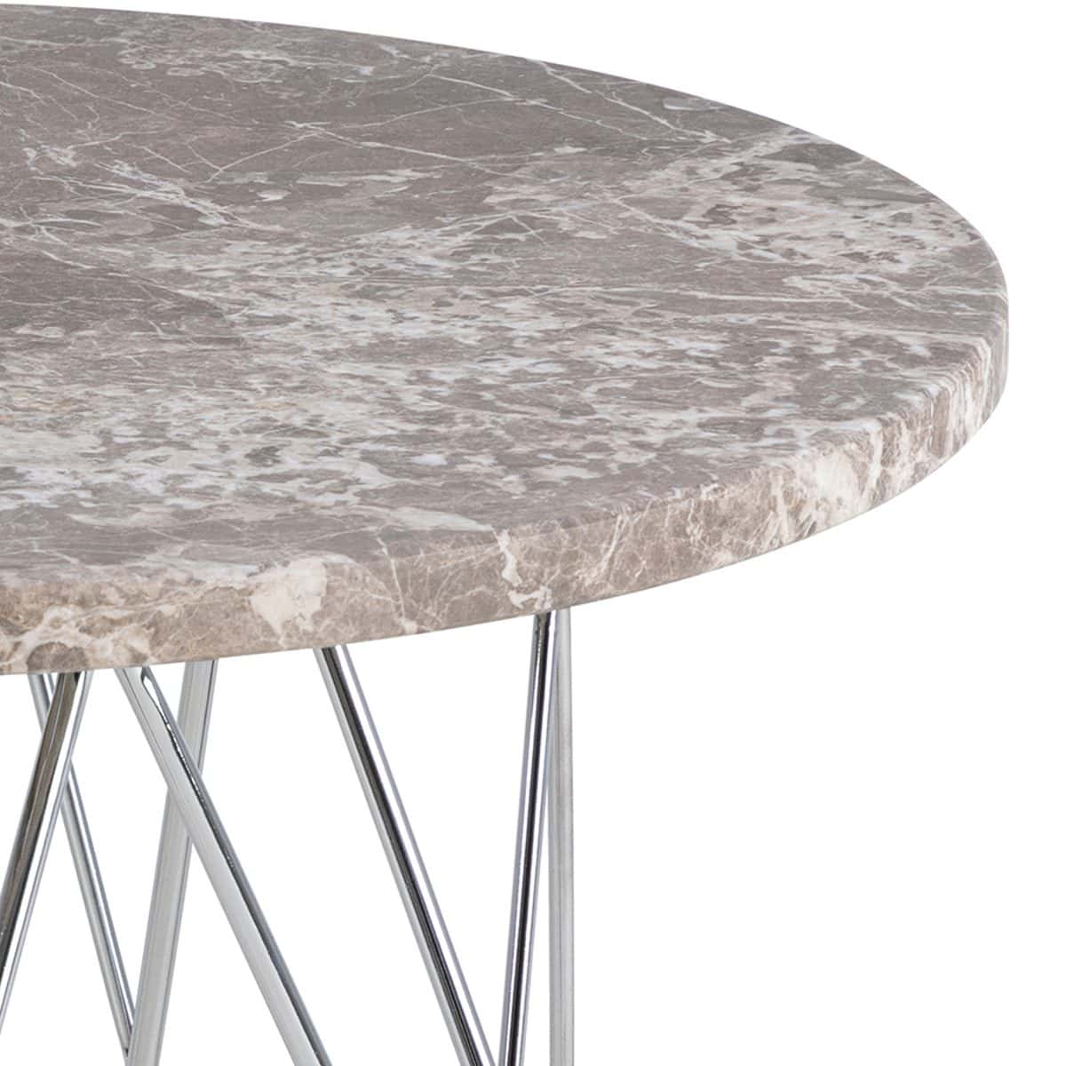 Calmar Marble Round Side Table, Grey-Brown