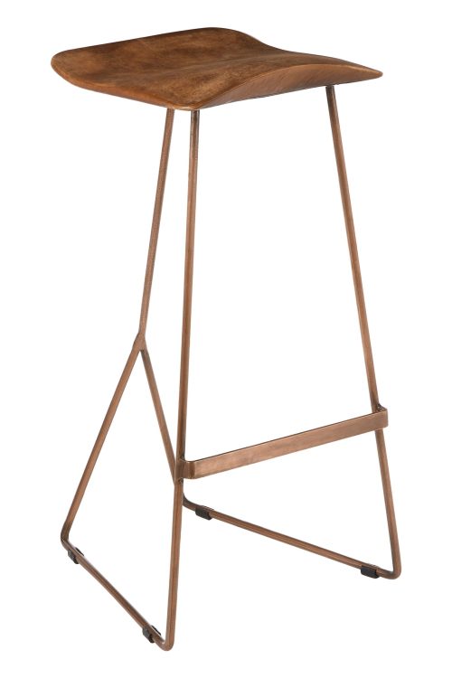 Haxby Bar Stool, Brown Leather