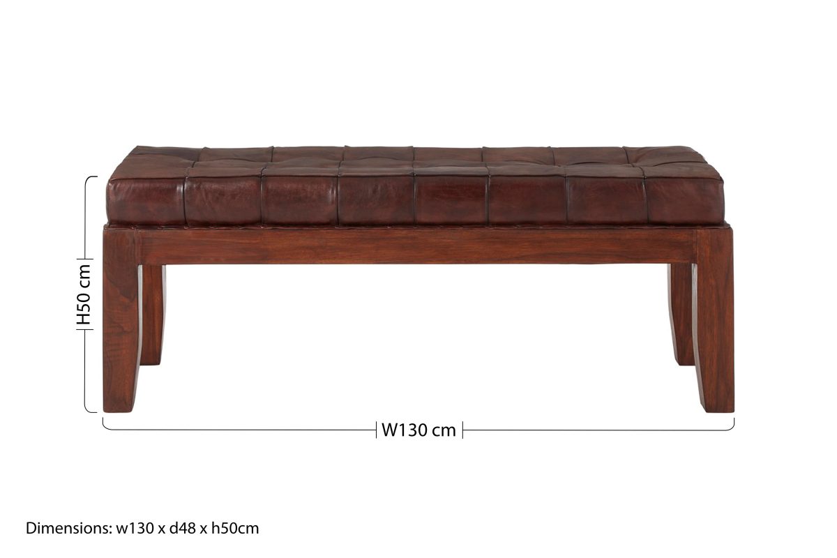 Faro Bench - Antique Brown Leather