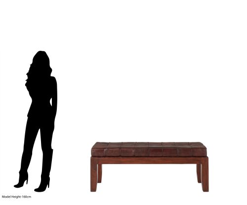 Faro Bench - Antique Brown Leather