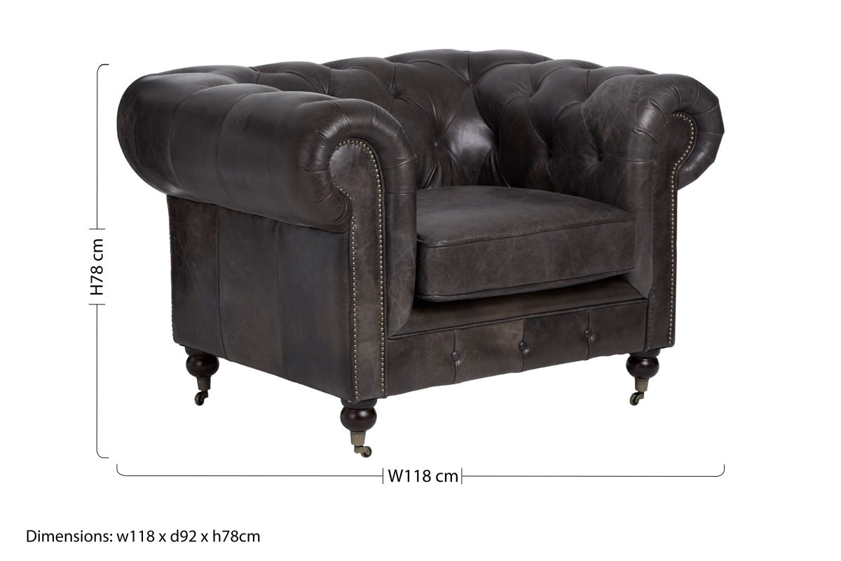Empire Leather Armchair - Dark Grey