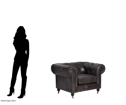 Empire Leather Armchair - Dark Grey