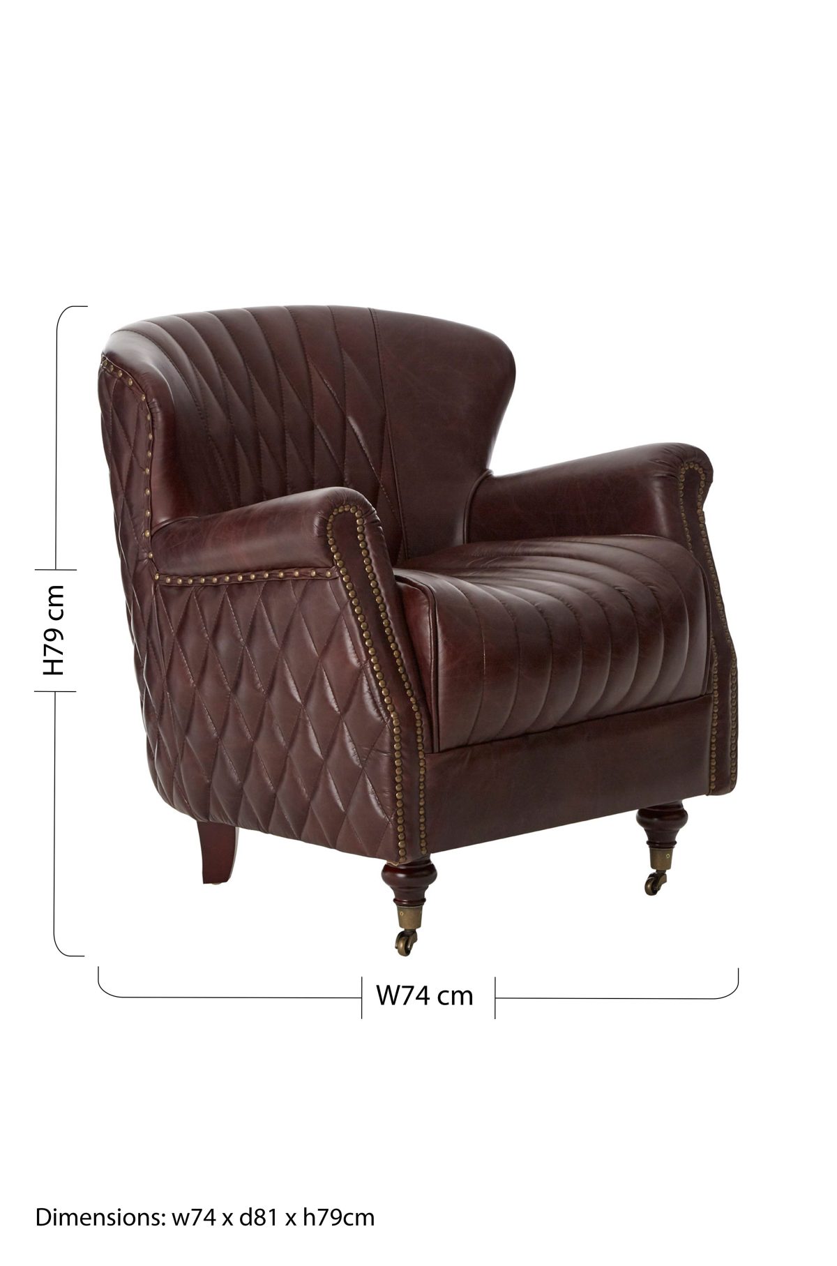 Empire Quilted Leather Wingback Armchair - Coffee