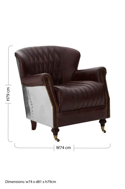 Empire Statement Metal Armchair - Coffee Leather