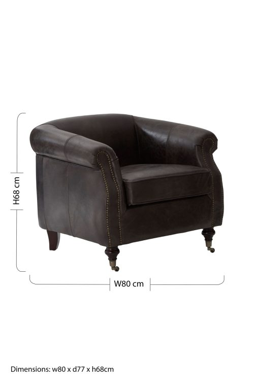 Empire Leather Armchair - Grey