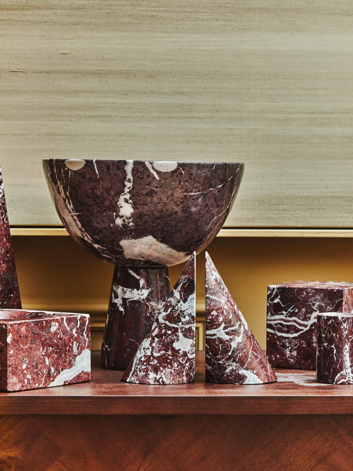 Nolita  Set Of Two Red Marble Bookends