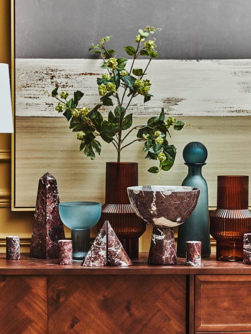 Nolita  Set Of Two Red Marble Bookends