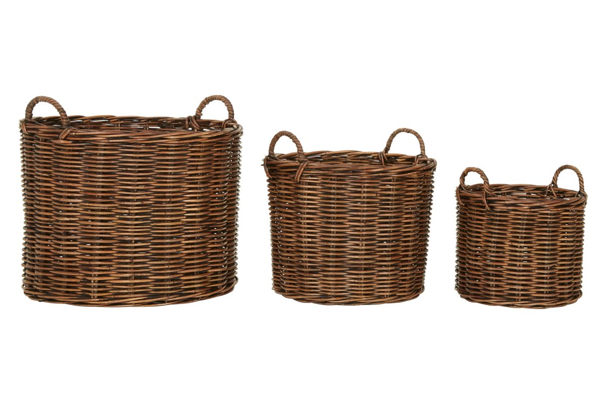 Salcombe Set of 3 Rattan Storage Baskets - Natural