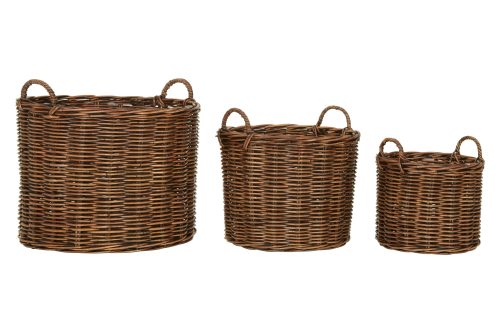 Salcombe Set of 3 Rattan Storage Baskets - Natural