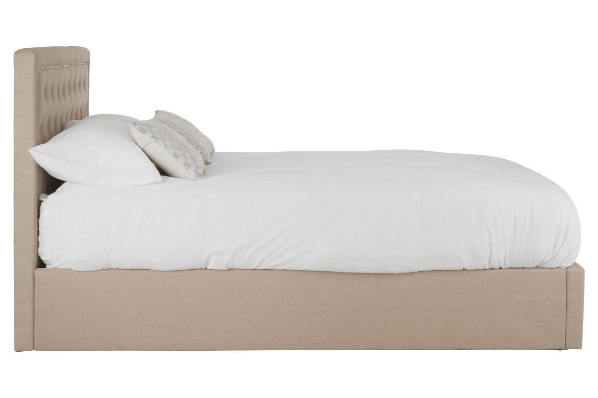 Ripley Ottoman Double Bed - Beige Linen