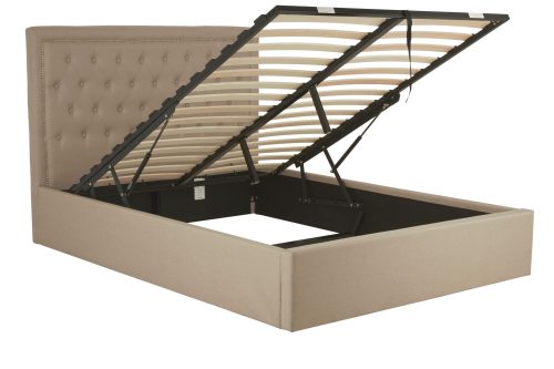 Ripley Ottoman Double Bed - Beige Linen
