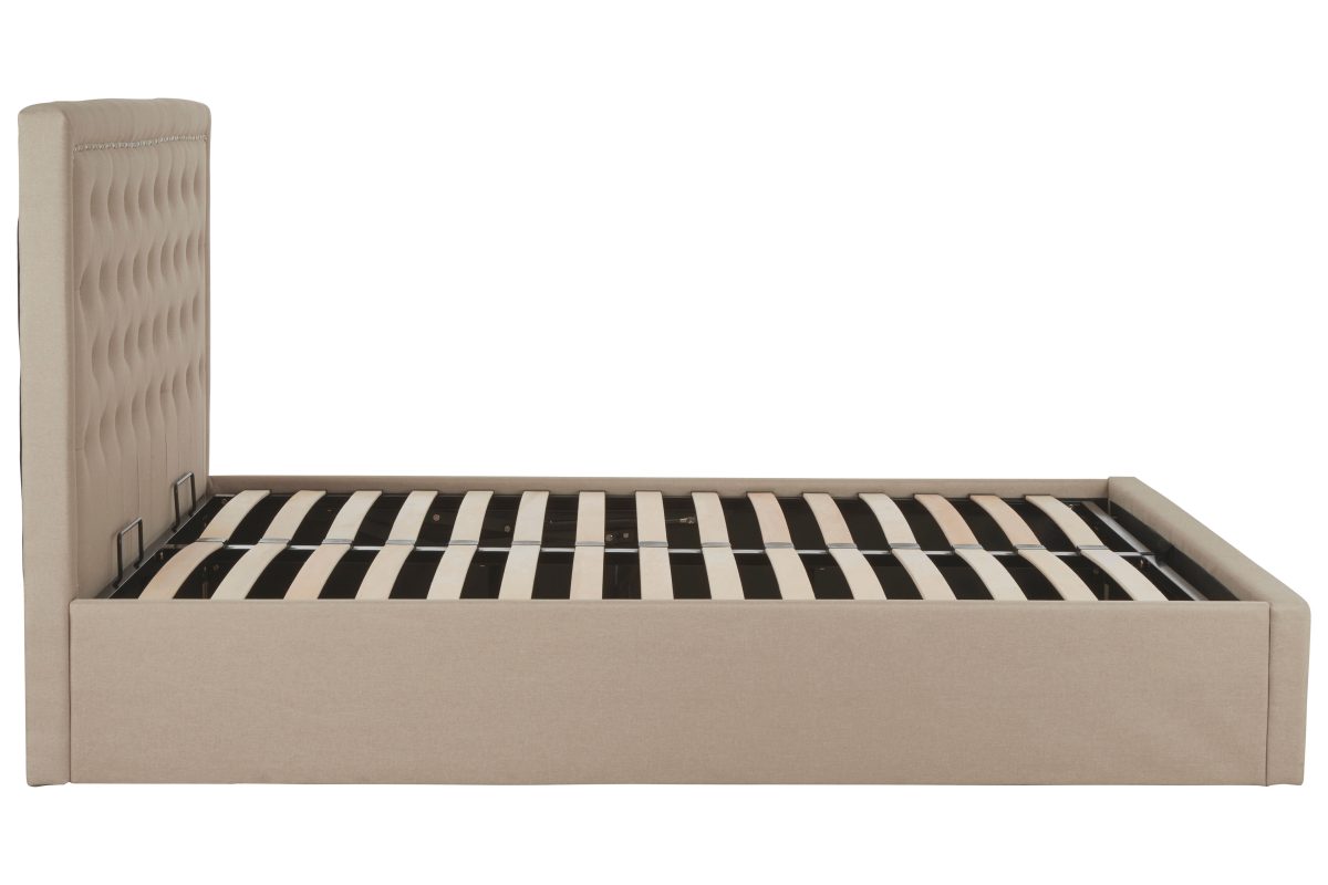 Ripley Ottoman Double Bed - Beige Linen