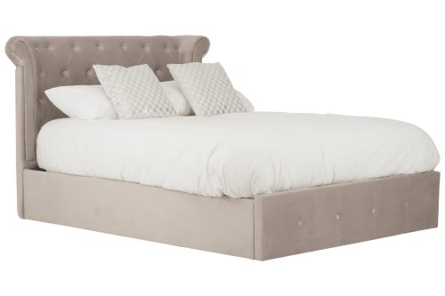 Anson Ottoman Double Bed - Mink Velvet