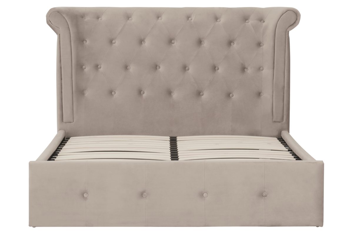 Anson Ottoman Double Bed - Mink Velvet