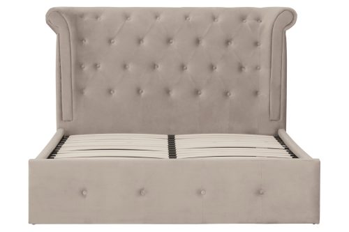 Anson Ottoman Double Bed - Mink Velvet