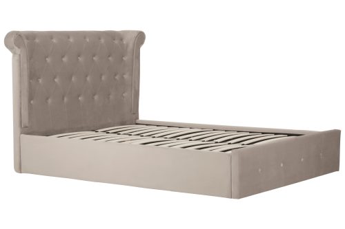 Anson Ottoman Double Bed - Mink Velvet