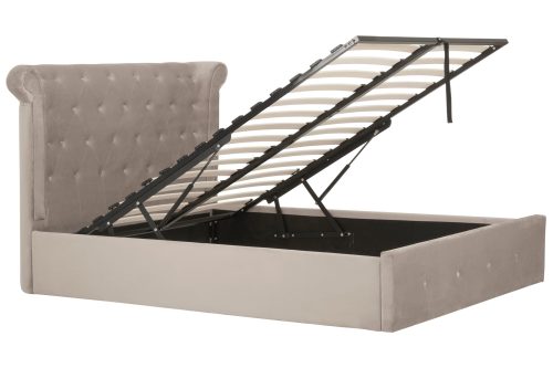 Anson Ottoman Double Bed - Mink Velvet