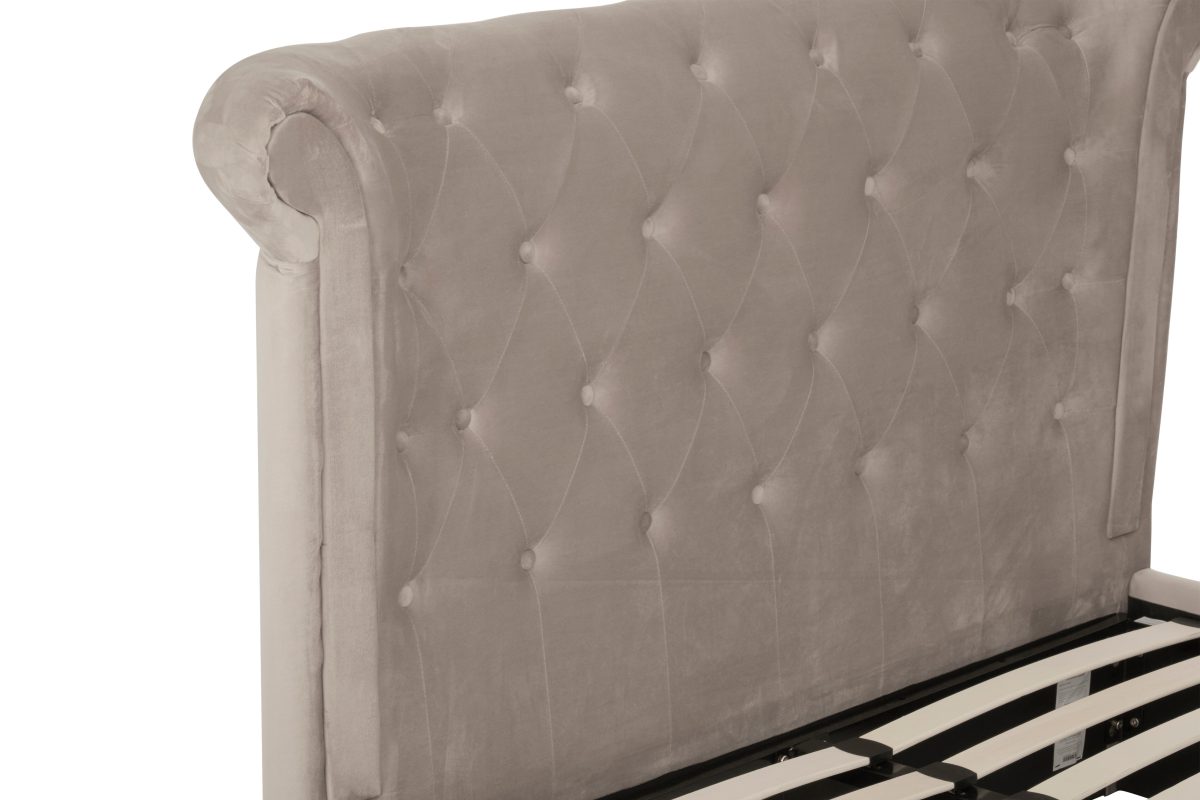 Anson Ottoman Double Bed - Mink Velvet