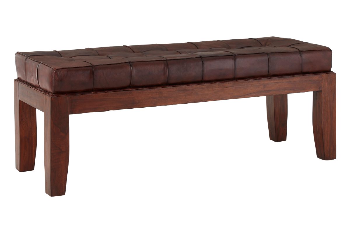Faro Bench - Antique Brown Leather