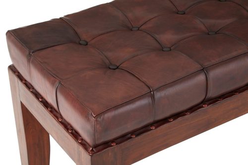 Faro Bench - Antique Brown Leather