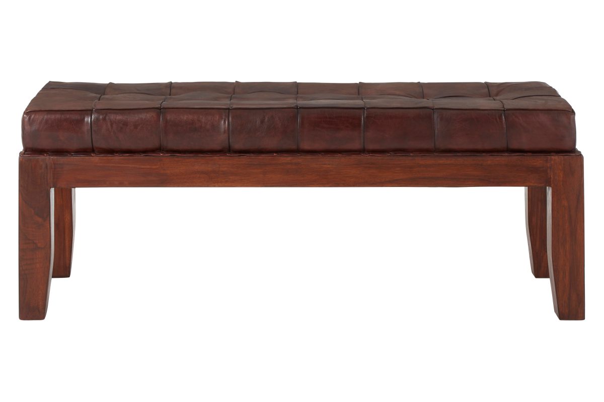 Faro Bench - Antique Brown Leather
