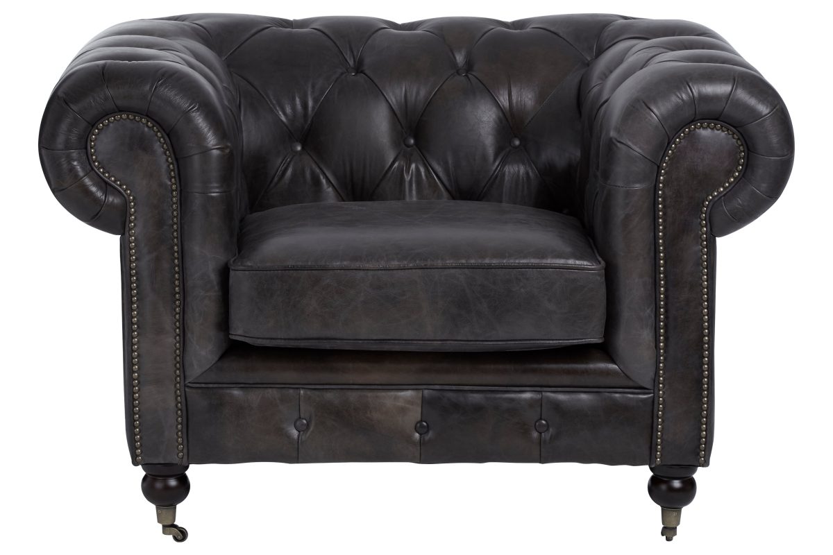 Empire Leather Armchair - Dark Grey